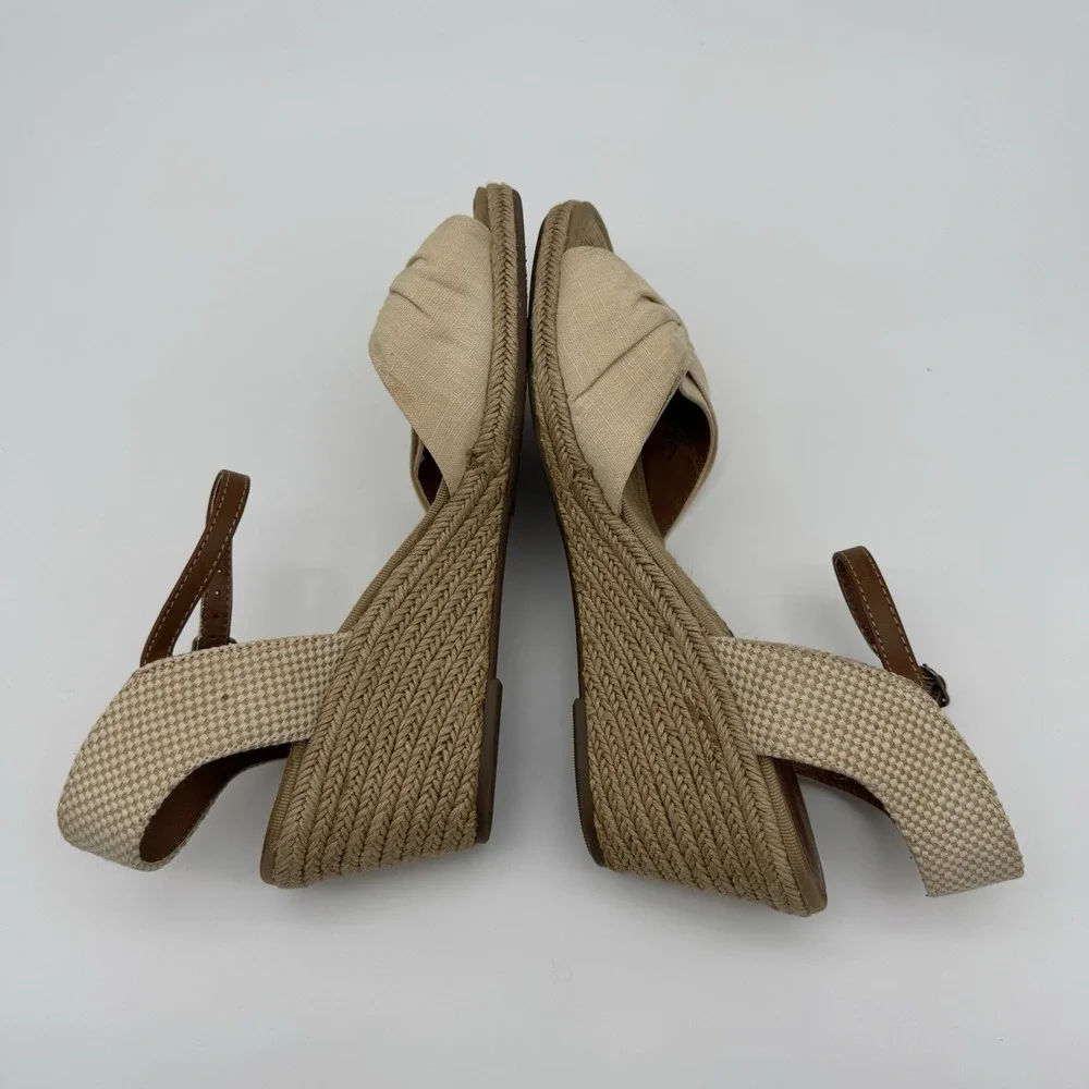 Lucky Brand Kavala Espadrille Jute Wedge Sandals Cream‎ Bow Womens Size 10 B